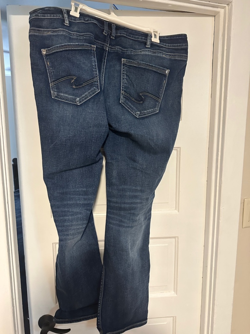 Silver Jeans Suki Slim Boot - Light Gray Inner Lining, Dark Denim Exterior